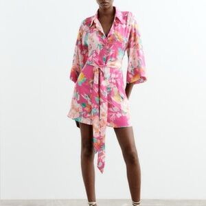 Zara Floral Wrap Kimono Dress